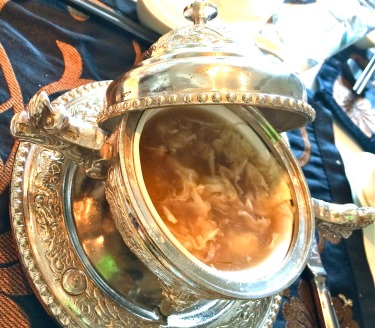 Fragrant n soulful Sharkfin and Crabmeat Soup served in a beautiful silver bowl